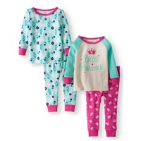 Wonder Nation Cotton Tight Fit Pajamas, 4-piece Set (Baby Girls)
