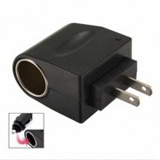 CableVantage Black 110V AC to 12V DC Car Cigarette Lighter Socket Charger Adapter US Plug