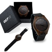 Oct17 Luxury Men's Walnut Wood Fashion Bamboo Wooden Watch Quartz Genuine Leather Japanese Quartz Movement Casual