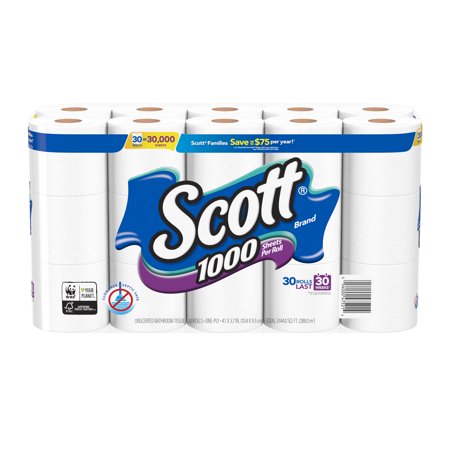 Scott 1000 Toilet Paper, 30 Rolls, 30,000 Sheets