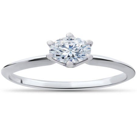 - 1/3 ct Solitaire Diamond Engagement Ring Round Jewelry Brilliant 14k White Gold