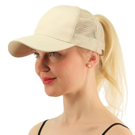 - 2018 Ponytail Baseball Cap Women Messy Bun Hat Snapback