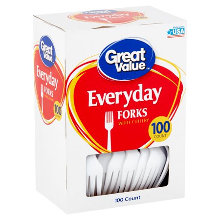 Fork Tamers - (3 pack) Great Value EveryDay White Forks, 100 Count