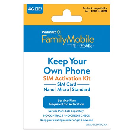 Walmart Family Mobile Bring Your Own Phone SIM Kit - T-Mobile GSM (Best Prepaid Sim Card Uk)
