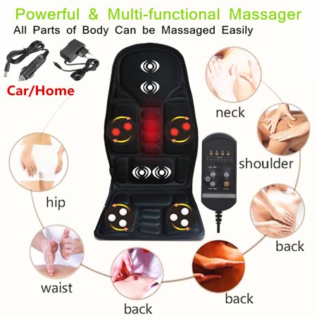 Therapy Parts - 8 Mode 3 Intensity Car/Home Chair Seat Cushion Full Body Electric Therapy Vibration Shiatsu Kneading Rolling Vibration Massager Mat Pad with Heat Full Back & Neck Leg Hips Lumbar