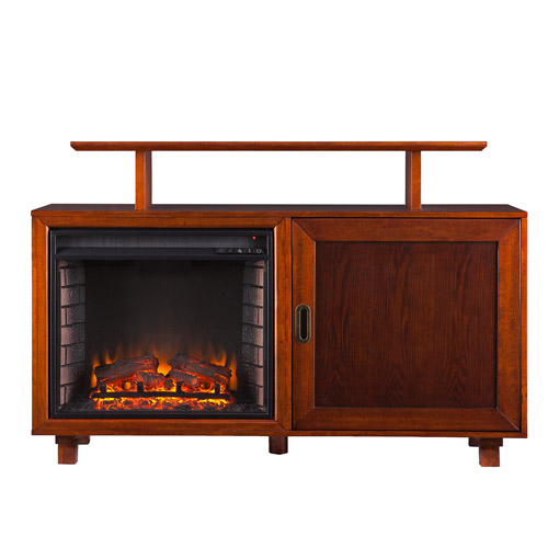 Southern Enterprises Adrienne Electric Fireplace Media Console, for TV's up to 41'', Walnut/Espresso