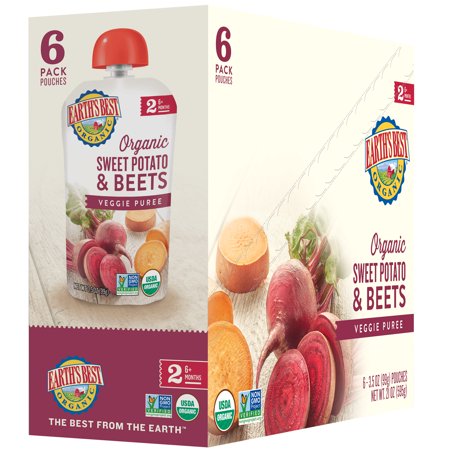 Earth's Best Organic Baby Food Puree, Sweet Potato & Beets, 3.5