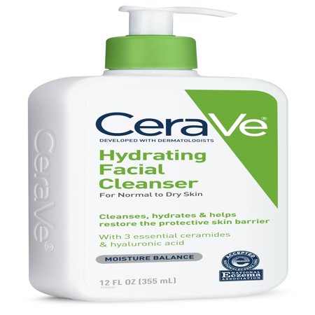 CeraVe Hydrating Facial Cleanser, Daily Face Wash for Normal to Dry Skin, 12