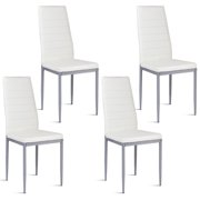 White Chairs Costway Set Of 4 Pu Leather Dining Side Chairs Elegant Design Home Furniture White