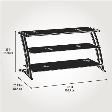 Sauder Black TV Stand for TVs with bases up to 39''