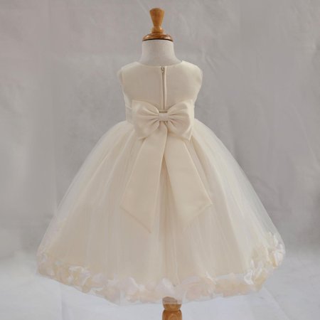 2 Piece Satin Jacket Dress Ekidsbridal Satin Ivory Tulle Petal Christmas Junior Bridesmaid Recital Easter Holiday Wedding Pageant Communion Princess Birthday Girl Clothing Baptism 302T size 2 Flower Girl Dress ()