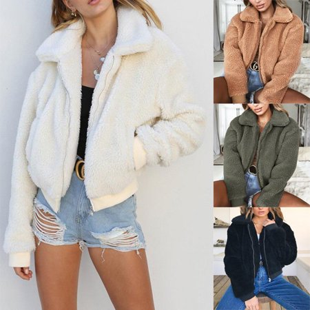 US Women's Lady Teddy Bear Faux Fur Coats Jacket Borg Outwear Oversized (Best Faux Fur Vest)