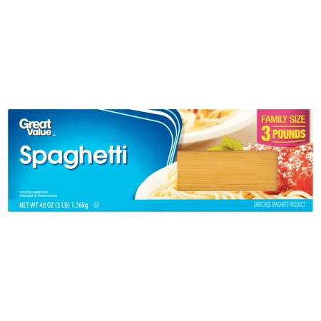 Semolina Spaghetti - (4 pack) Great Value Spaghetti, Family Size, 3 lb