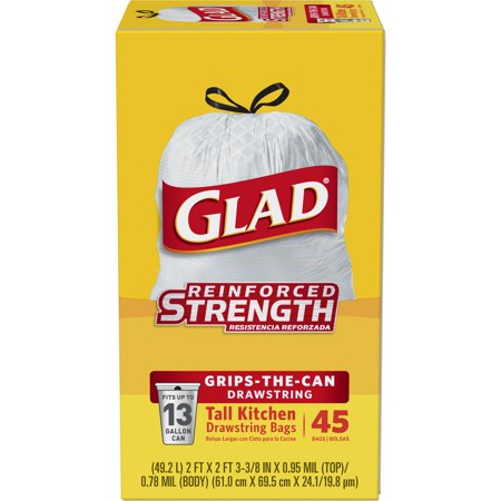 Glad Bag - Glad Tall Kitchen DrawstringTrash Bags - 13 Gallon - 45 ct
