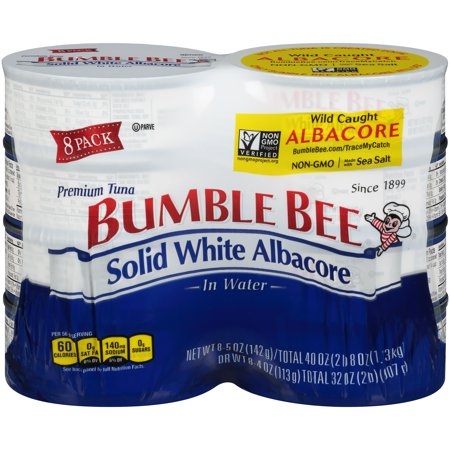 (8 Cans) Bumble Bee Solid White Albacore Tuna in Water, 5oz, High Protein Food and (Best Albacore Tuna Lures)