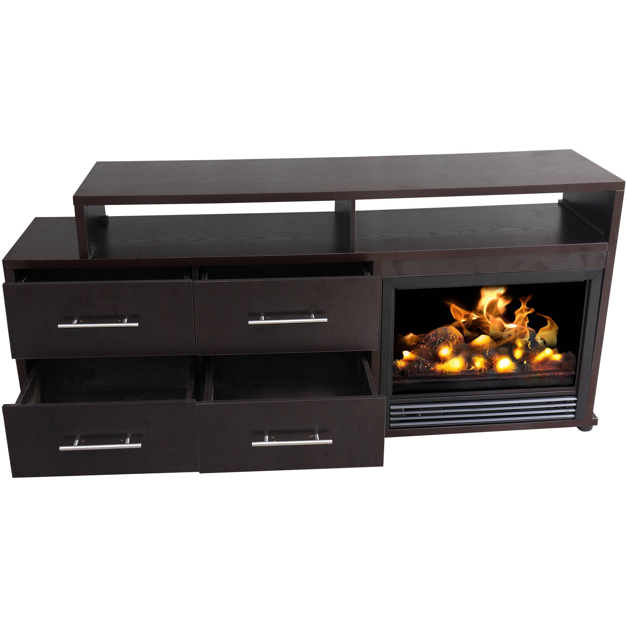 Décor Flame Cameron 66'' Media Fireplace, for TVs up to 70'', Dark Chocolate