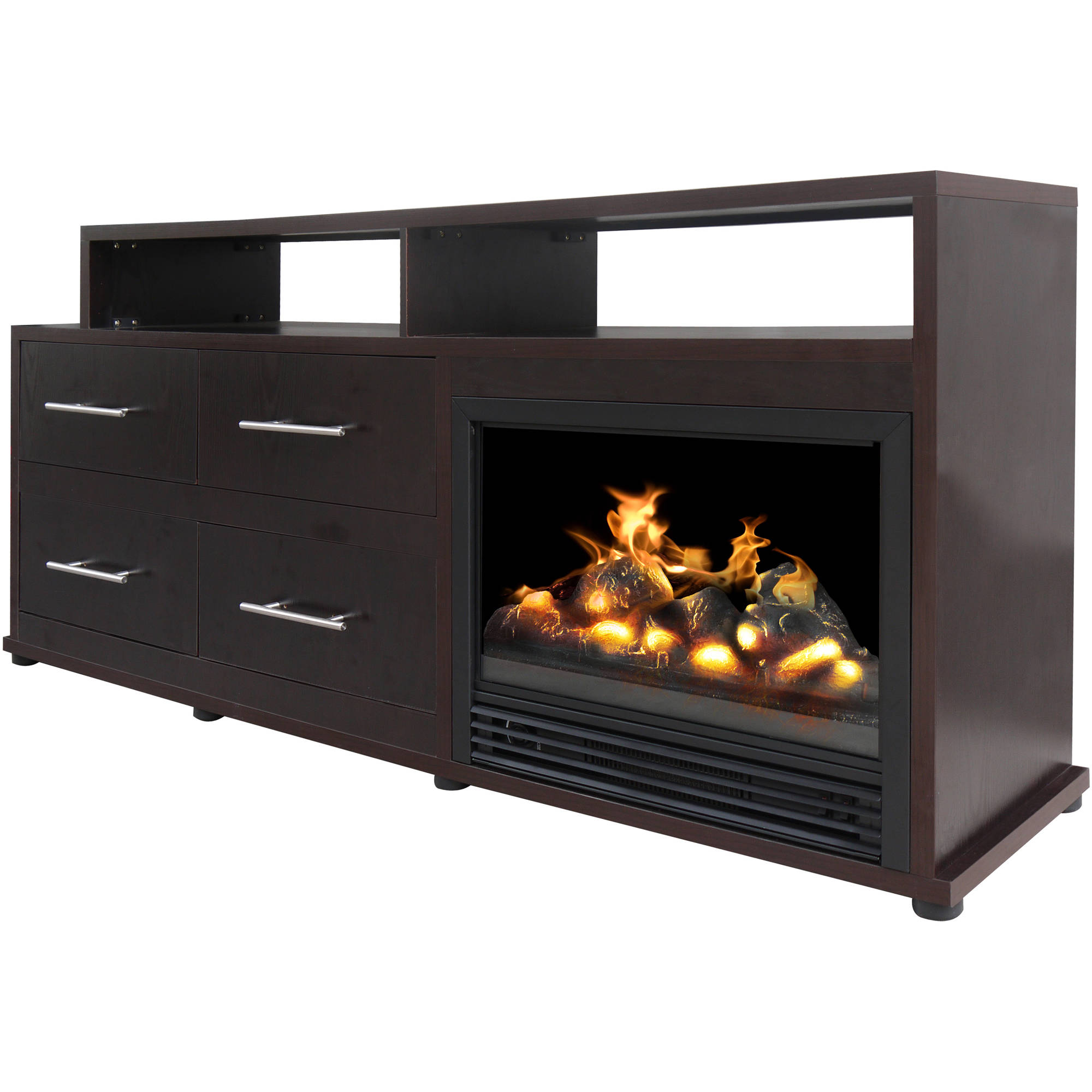 Décor Flame Cameron 66'' Media Fireplace, for TVs up to 70'', Dark Chocolate