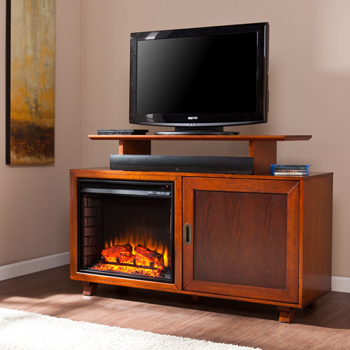 Southern Enterprises Adrienne Electric Fireplace Media Console, for TV's up to 41'', Walnut/Espresso