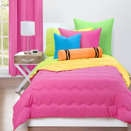 Crayola Hot Magenta and Laser lemon Reversible Comforter (Best Bedding For Hot Flashes)