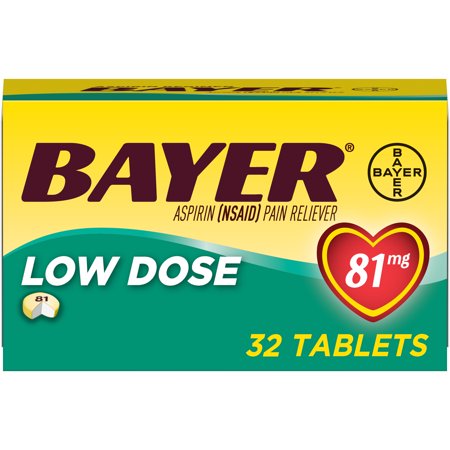 Aspirin Regimen Bayer Low Dose Pain Reliever Enteric Coated Tablets, 81mg, 32