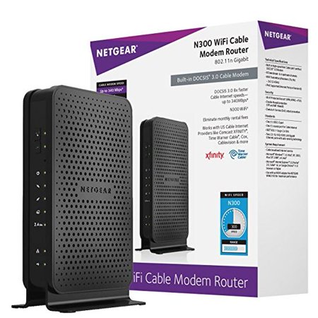 NETGEAR N300 (8x4) WiFi Cable Modem Router Combo C3000, DOCSIS 3.0 ...