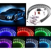 7 Color 4pcs LED Strip Under Car Tube underglow Underbody System Neon Lights Kit (90cmX120cm