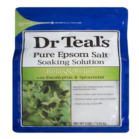 - Dr Teal's Pure Epsom Salt Soaking Solution, Relax & Relief with Eucalyptus Spearmint, 3 lb