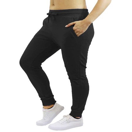 Womens Fleece Jogger Sweatpants With Zipper Pockets - SLIM FIT ...