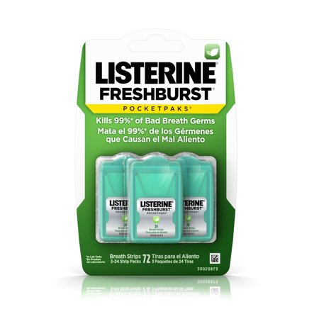 - Listerine Freshburst Pocketpaks Breath Strips, 24-Strip Pack, 3 Pack