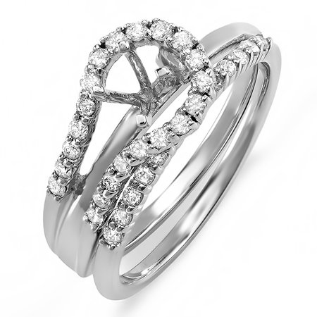 - 0.40 Carat (Ctw) Round Diamond Ladies Bridal Semi Mount Ring Set (No Center Stone)