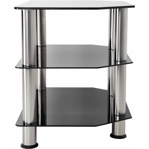 AVF Black Glass Floor Stand with Chrome Legs for TVs up to 32''