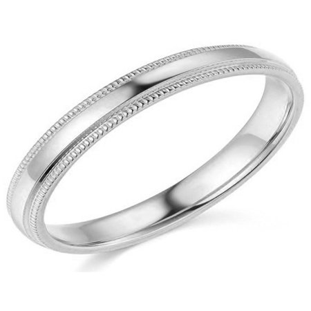 - 3mm Platinum Milgrain Wedding Band Solid 950