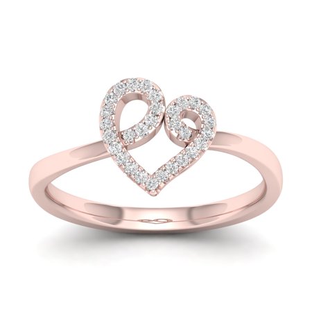 - 1/10Ct TDW Diamond 10k Rose Gold Open Heart Fashion Ring