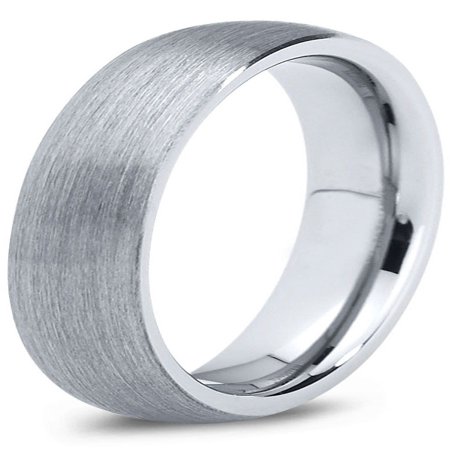 4mm Comfort Fit Wedding Band Mens Tungsten Wedding Band Ring 4mm for Men Women Comfort Fit Domed Round Brushed Lifetime Guarantee ()