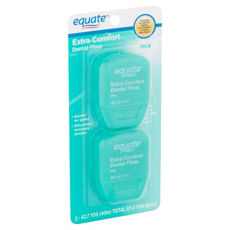 - (2 pack) Equate Extra Comfort Mint Dental Floss, 40 M, 2 Count (Compare to Oral-B Glide Pro-Health Comfort Plus Mint Floss)