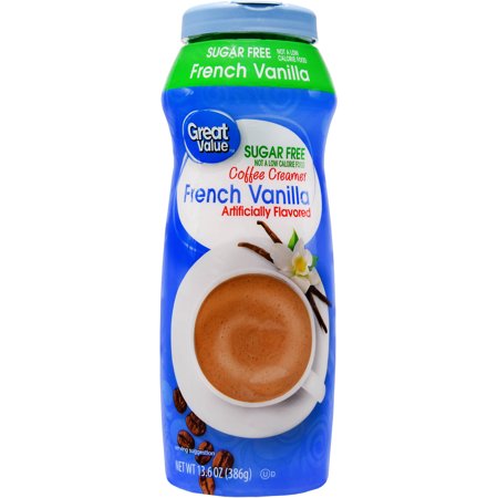 (2 Pack) Great Value Coffee Creamer, Sugar Free, French Vanilla, 13.6 fl (Best Tasting Non Dairy Creamer)