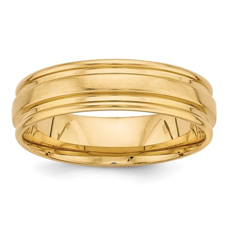 Comfort Fit Fancy Wedding Band - 14k Yellow Gold Heavy Comfort Fit Fancy Wedding Band Size 10