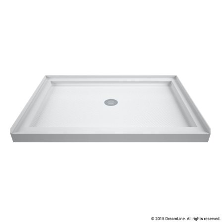 48 Center Drain Base - DreamLine SlimLine 34 in. D x 48 in. W x 2 3/4 in. H Center Drain Single Threshold Shower Base in White