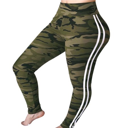 Camouflage Fashion - Fancyleo Women Fashion High Waisted Pencil Pants Camo Casual Long Pants