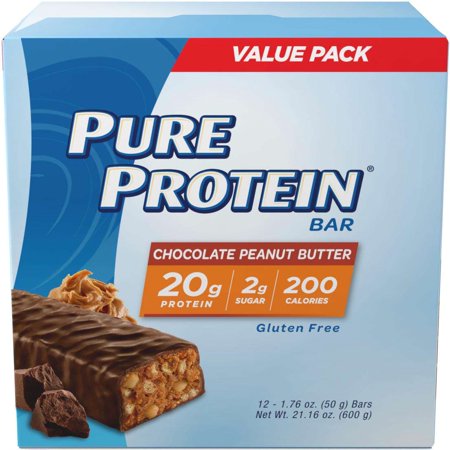 Designer Whey Chocolate Peanut - Pure Protein High Protein Bar, Chocolate Peanut Butter, 20g Protein, 12 Ct