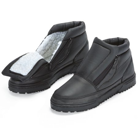 Water Resistant Fleece Insulated Snow Boots with Flip-Out Ice Grippers and Skid-Resistant Soles, 6,
