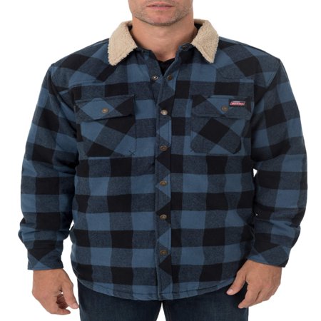 Dickies - Big Men's Buffalo Twill Shirt Jacket with Sherpa Collar ...