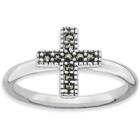 Sterling Silver Marcasite Filigree Ring - Marcasite Sterling Silver Cross Ring