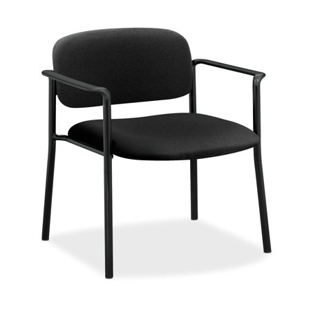 Lesro Belmont Guest Chair - HON Scatter Guest Chair - Upholstered Stacking Chair with Arms, Office Furniture, Black (VL616)