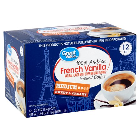- Great Value 100% Arabica French Vanilla Coffee Pods, Medium Roast, 12 Count
