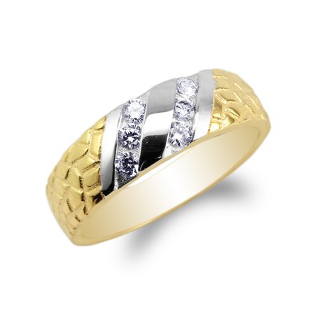 14k Gold Toe Wedding Ring JamesJenny Womens 14K Yellow Gold Two Tone Unique Pattern Wedding Band Ring Size 4-10 ()
