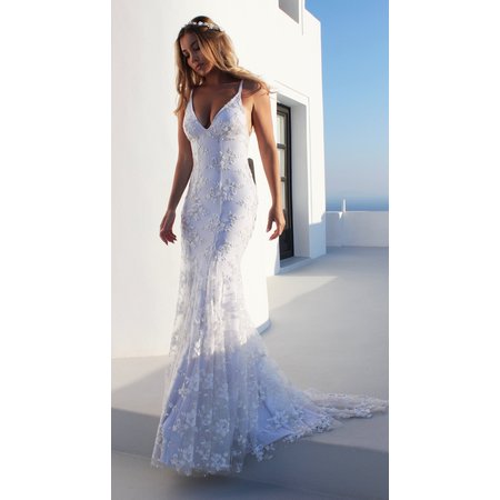 Wedding Dresses For Women Sexy V-neck White Lace Dress Spaghetti Strap Sleeveless Evening Party Dress Long Formal