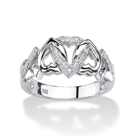 - Diamond Accent Interlocking Hearts Promise Ring in Platinum over Sterling Silver