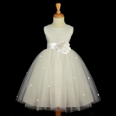 Ekidsbridal Ivory Flower Girl Dress Tulle Rosebud Rose flower Weddings Summer Easter Special Occasions Pageant Toddler Bridesmaid Recital Communion Holiday Bridal Baptism 815S size (Best Wedding Dress For Size 8)