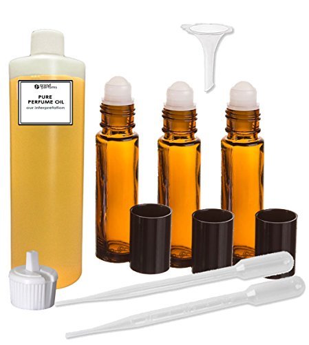 Musk Perfume Fragrance Body Oil (Grand Parfums Perfume Oil Set - Egyptian Musk Body Oil Scented Fragrance Oil - Our Interpretation, with Roll On Bottles and Tools to Fill Them (1)